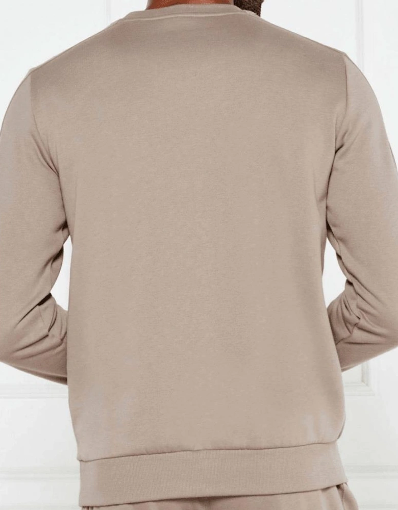 Crew Neck Tape Logo Beige Tracksuit