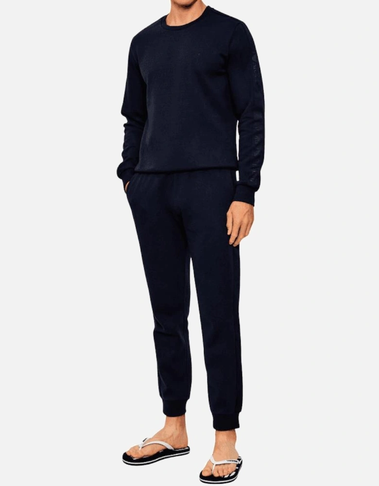 Crew Neck Tape Logo Navy Tracksuit