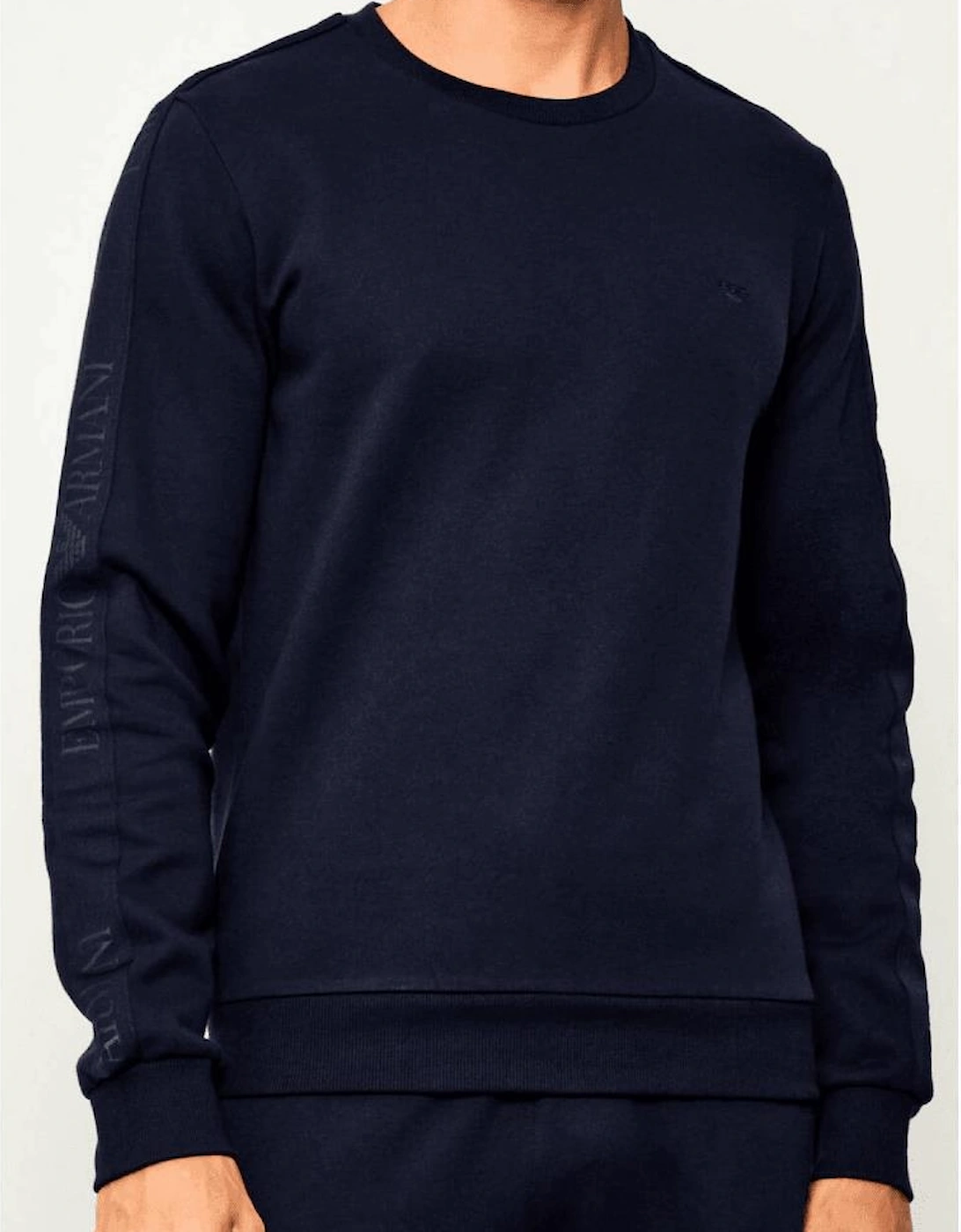 Crew Neck Tape Logo Navy Tracksuit