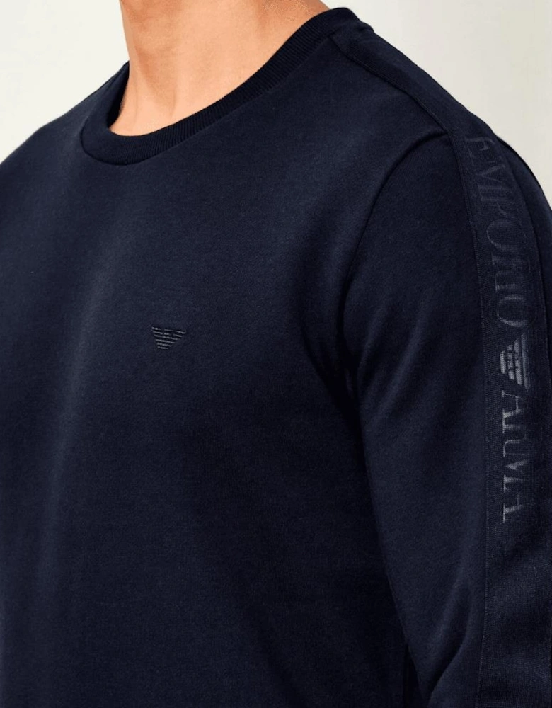 Crew Neck Tape Logo Navy Tracksuit