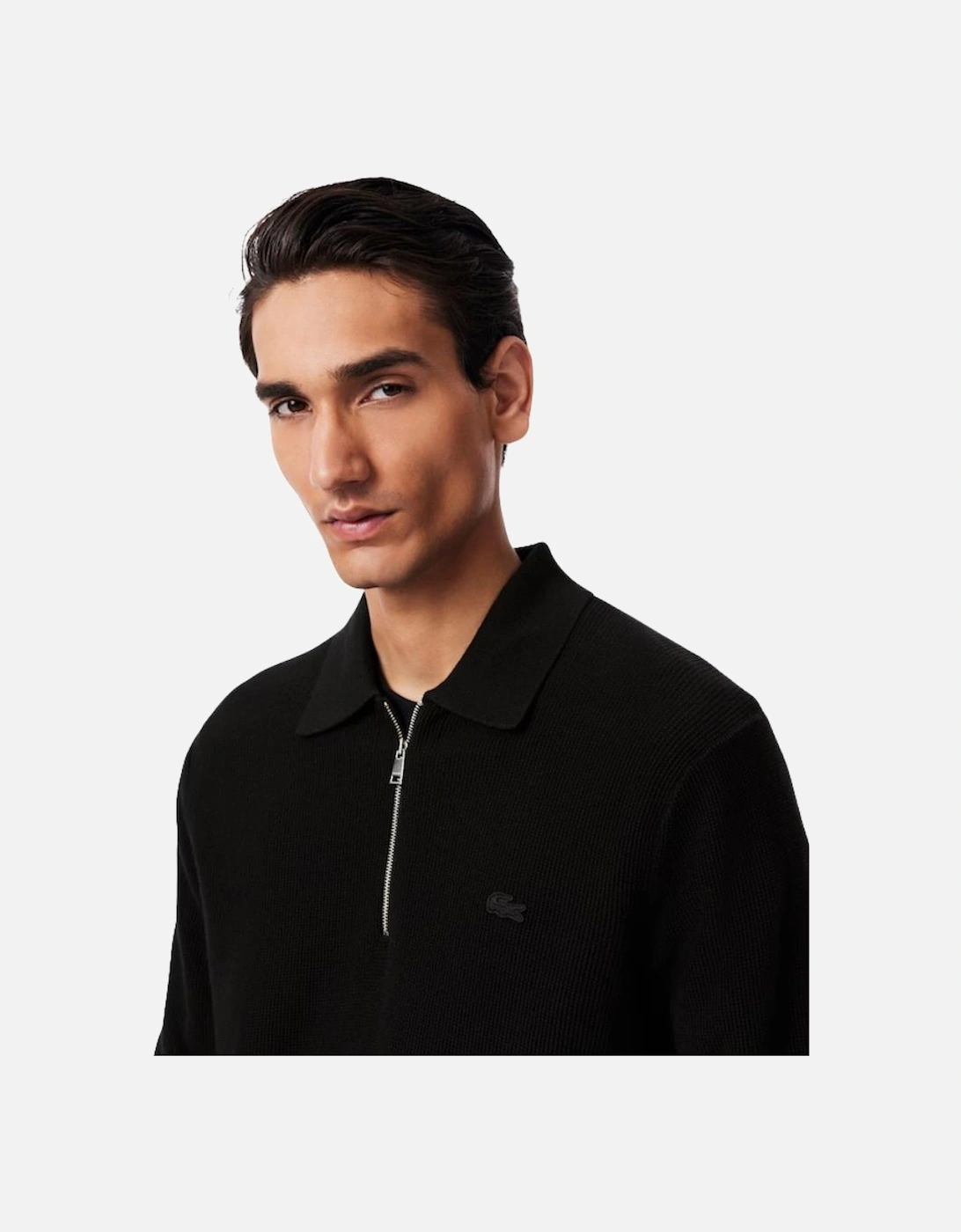 Quarter Zip Polo Sweatshirt - Black