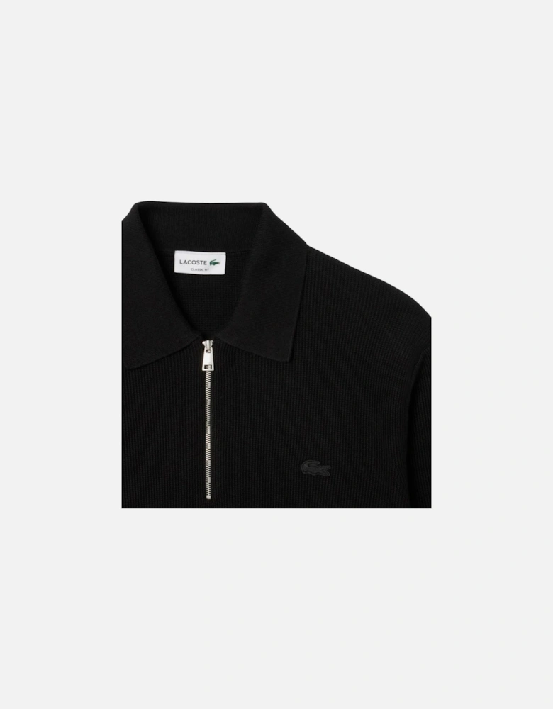 Quarter Zip Polo Sweatshirt - Black
