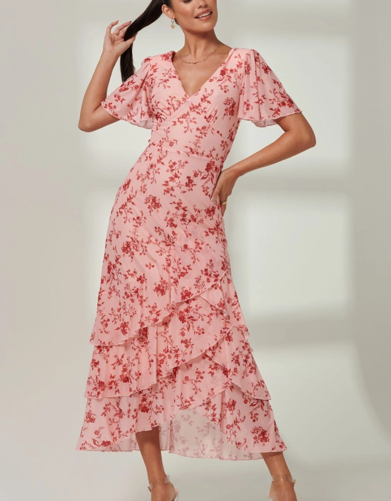 Daleysa Frill Hem Mesh Maxi Dress