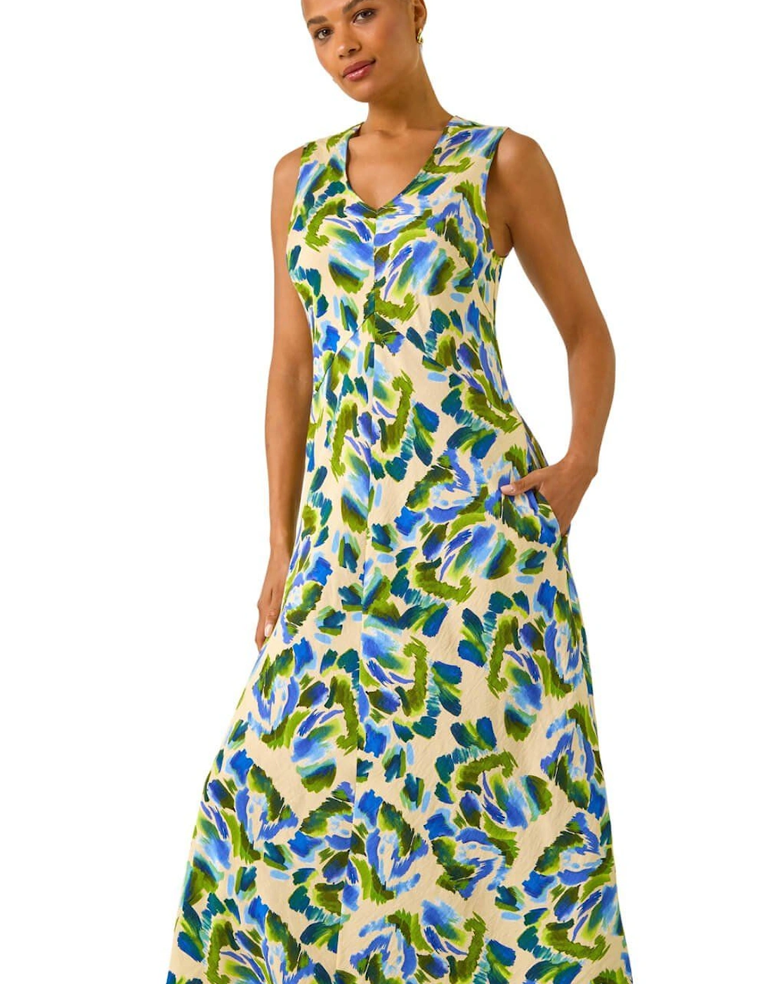 Abstract Print Sleeveless Midi Dress, 2 of 1