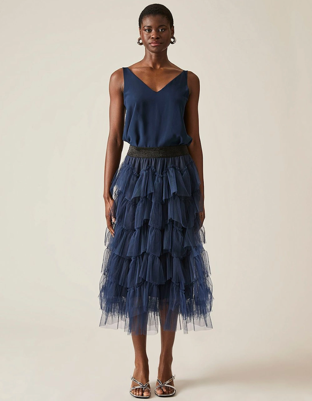 Organza Ruffle Navy Skirt, 2 of 1