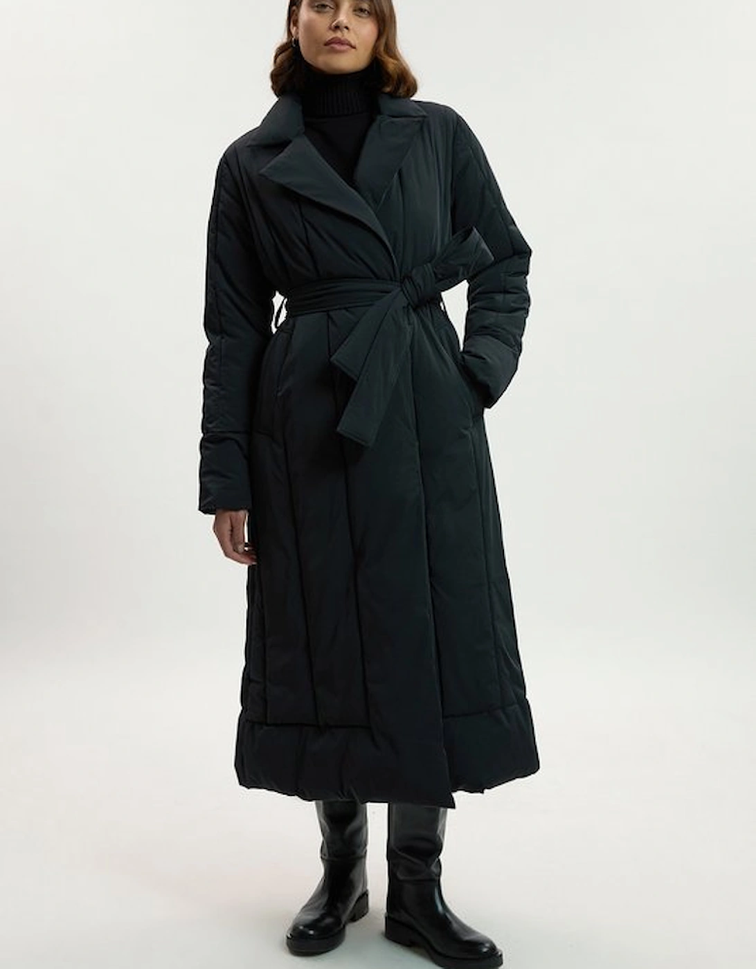 Petite Clean Padded Belted Midi Coat, 2 of 1