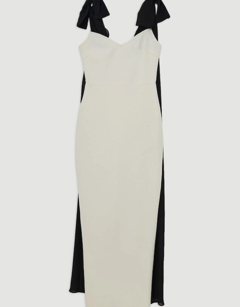 Bandage Figure Form Knit Maxi Dress With Chiffon Cape