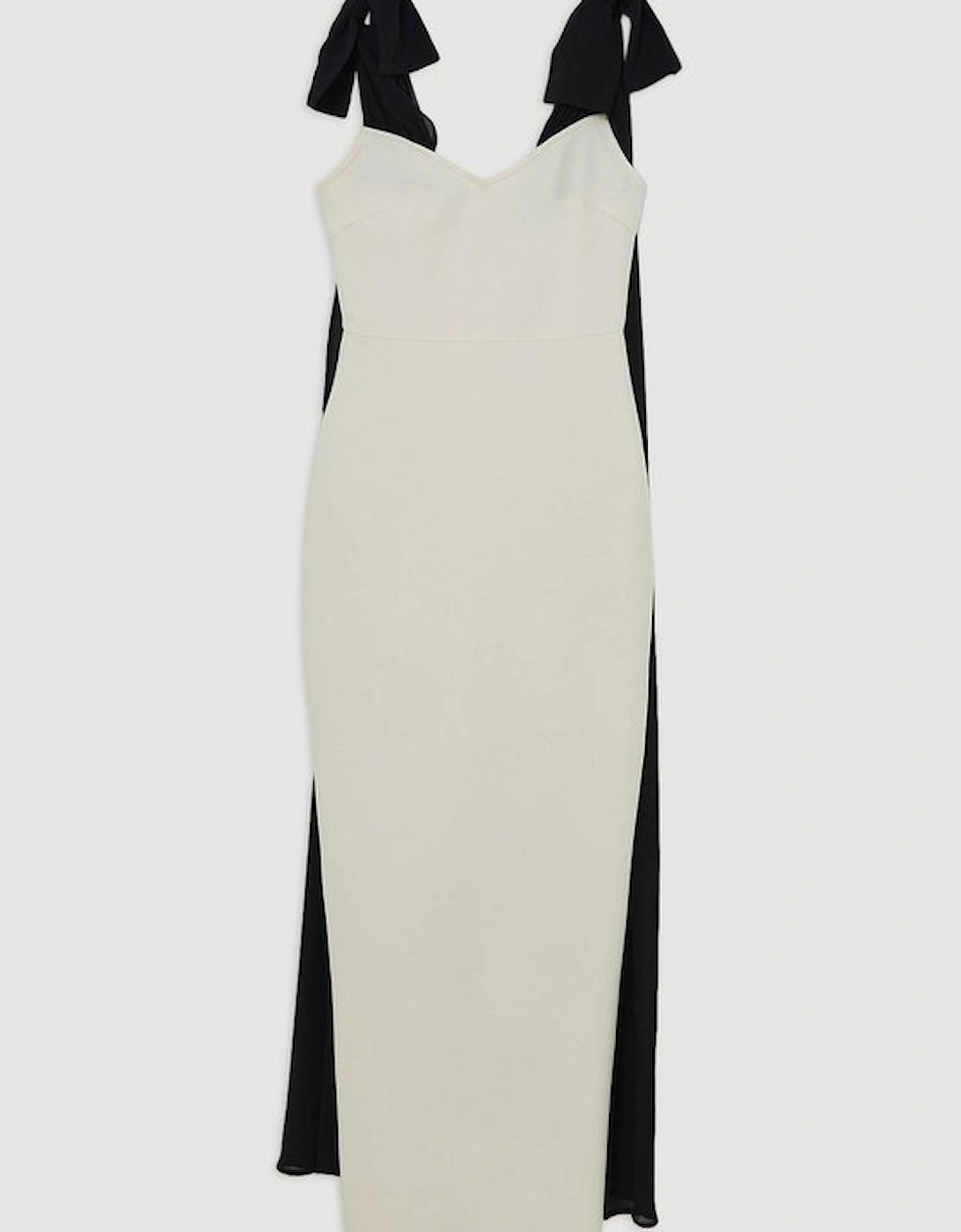 Bandage Figure Form Knit Maxi Dress With Chiffon Cape