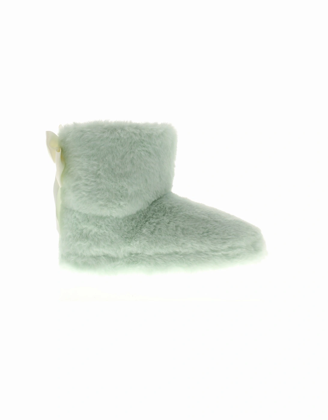 Girls Slippers Charlotte Bootee Faux Fur Bow Green UK Size