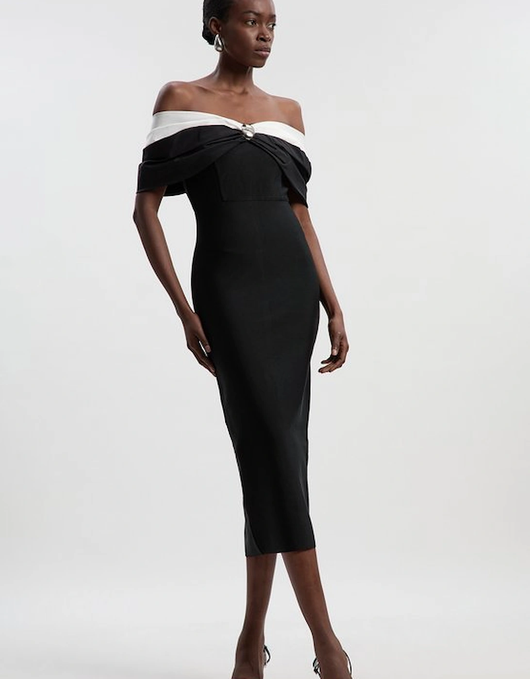 Petite Taffeta Bardot Figure Form Maxi Dress, 4 of 3