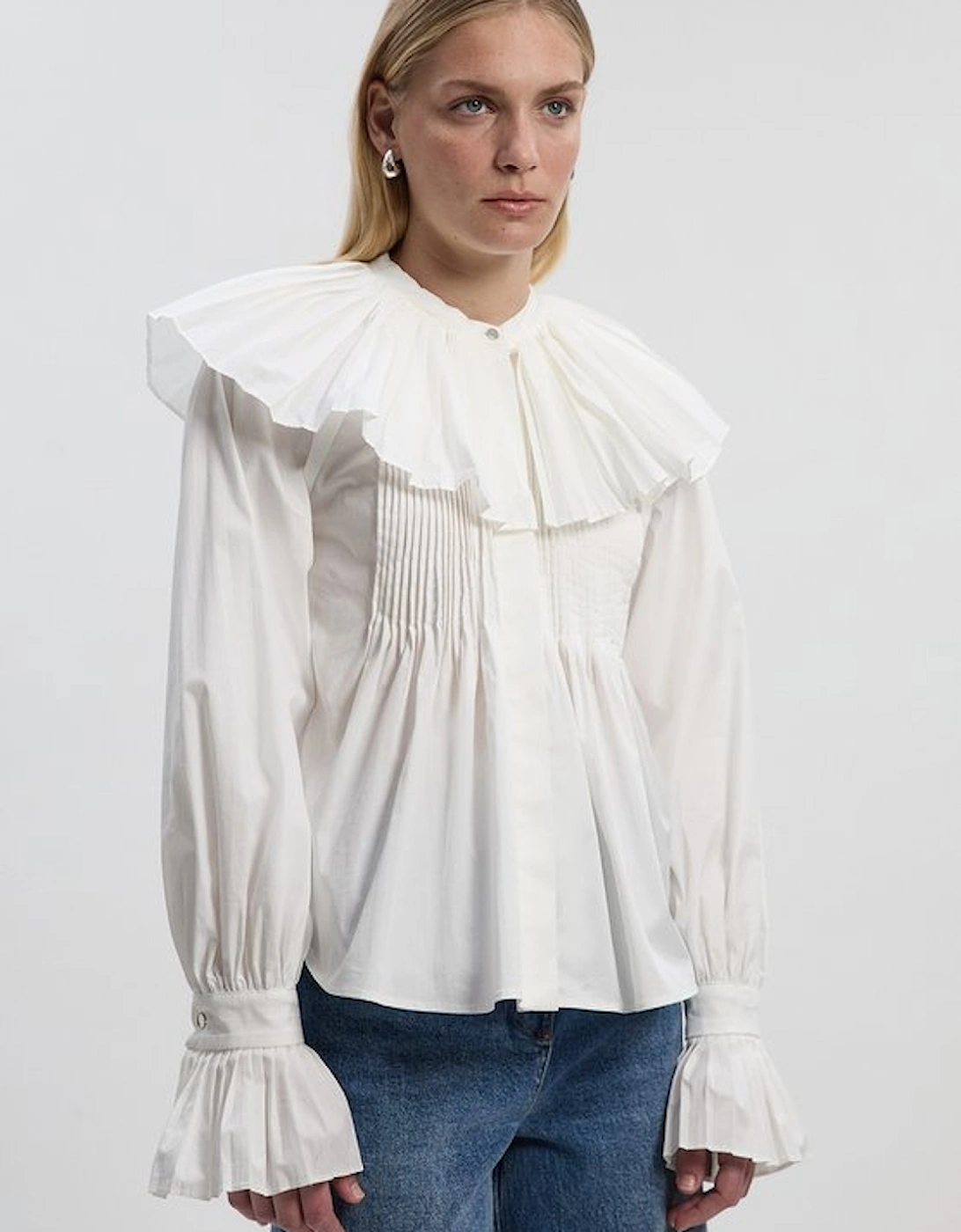 Cotton Poplin Pleat Detail Woven Shirt, 2 of 1