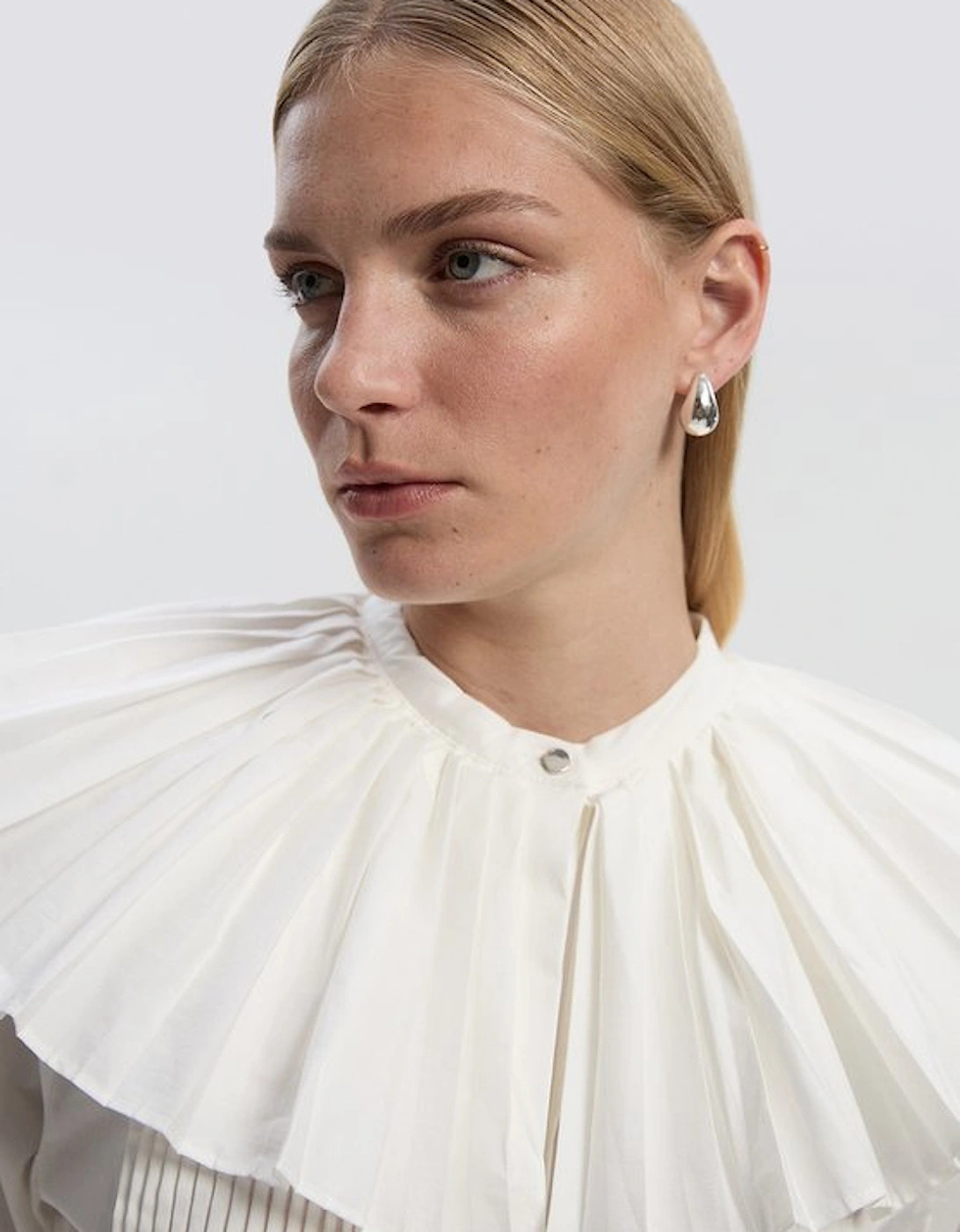 Cotton Poplin Pleat Detail Woven Shirt