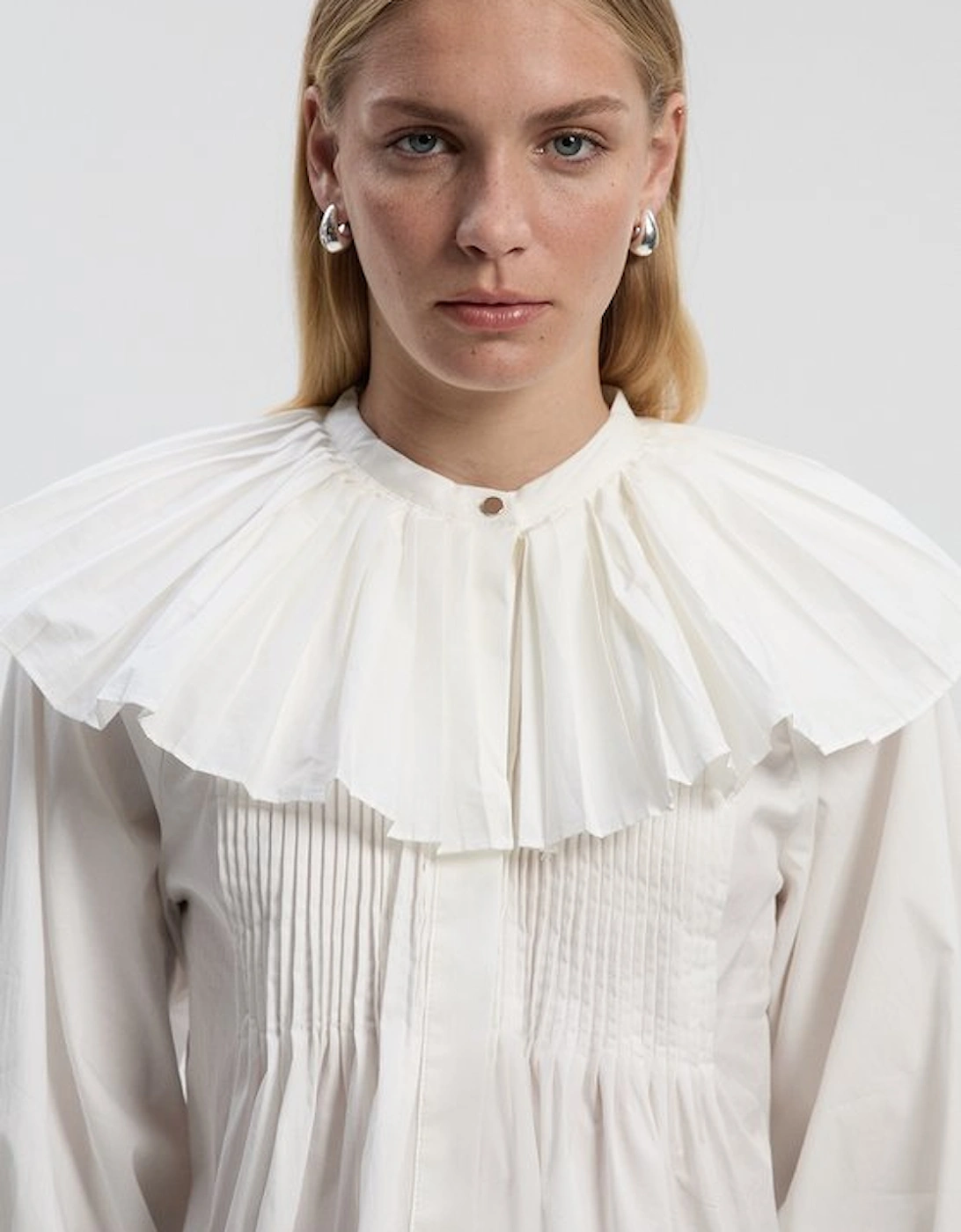 Cotton Poplin Pleat Detail Woven Shirt