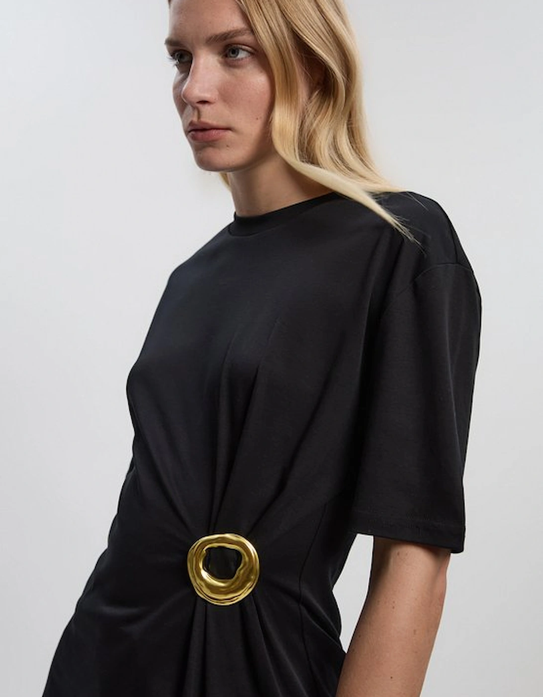 Cotton Crew Neck Trim Detail Short Sleeve T-Shirt