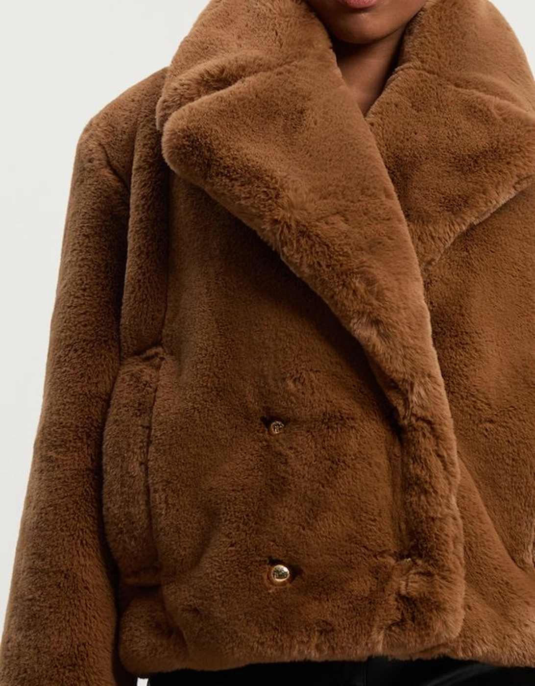 Plus Size Faux Fur Buttoned Short Coat