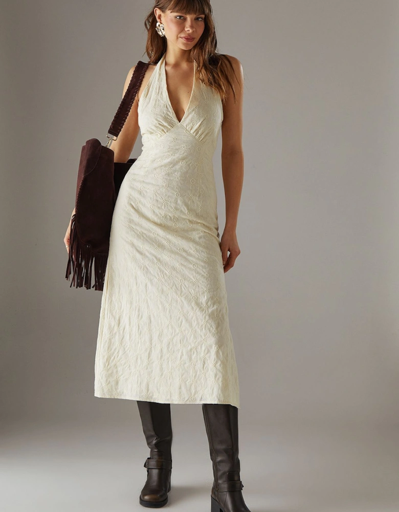 Floral Cotton Halter Midi Sundress