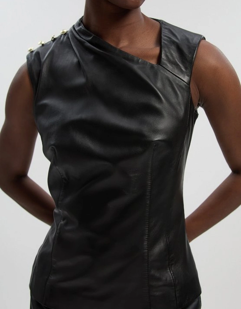 Leather Drape Top
