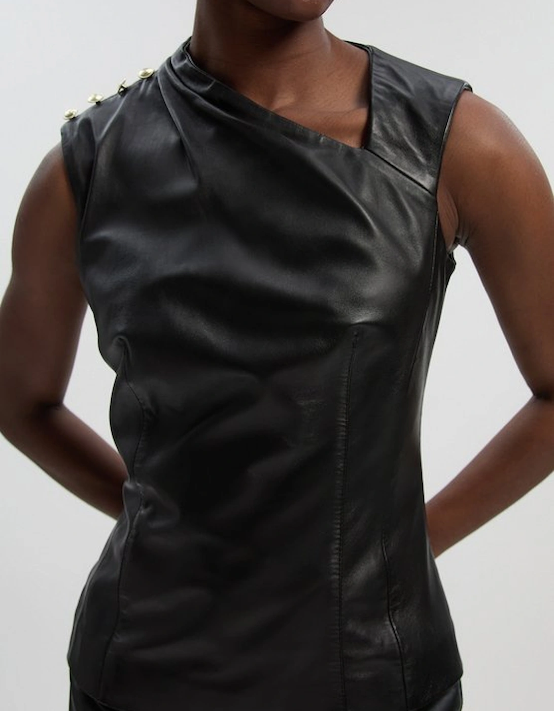 Leather Drape Top