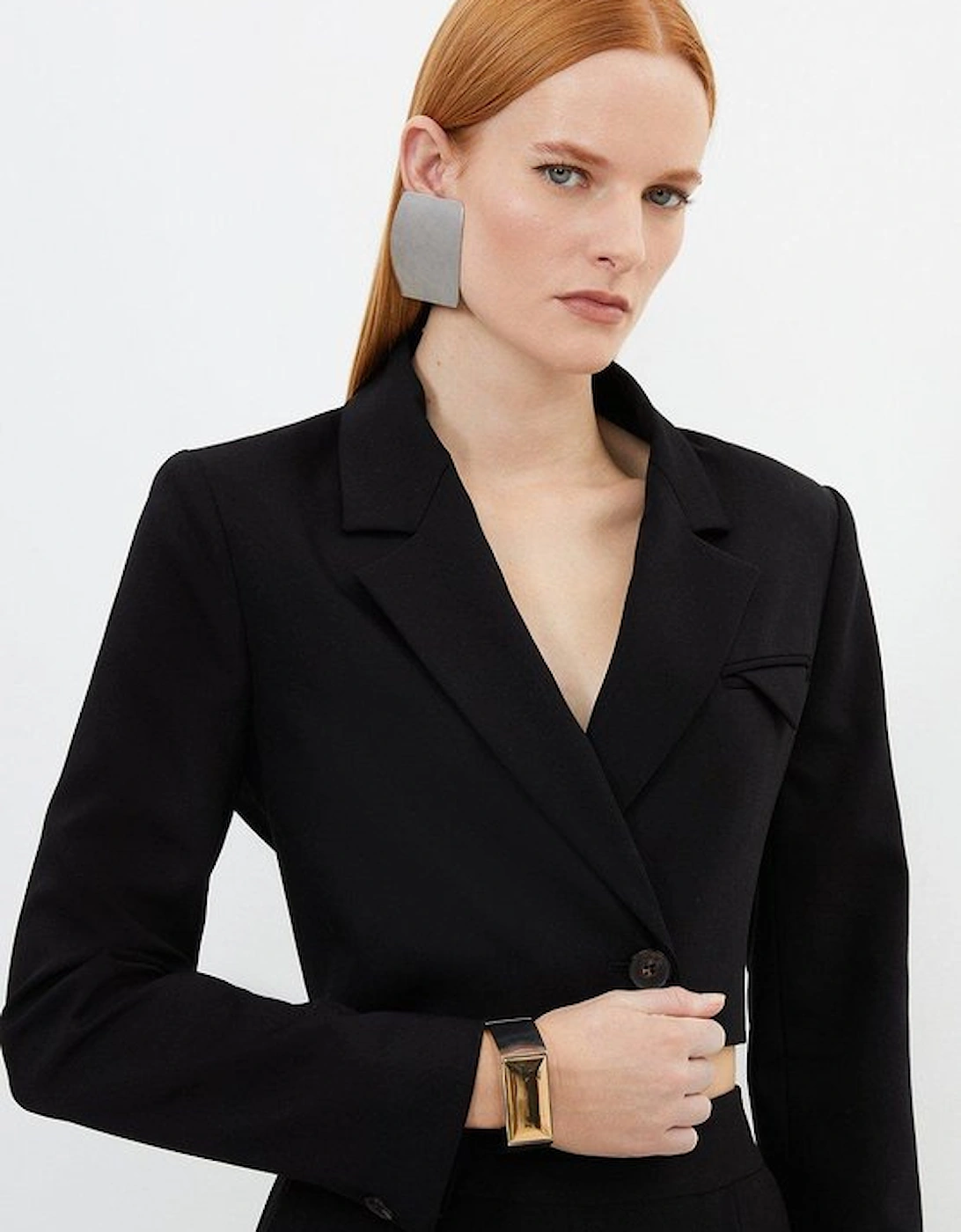 Tailored Cropped Single Breasted Blazer