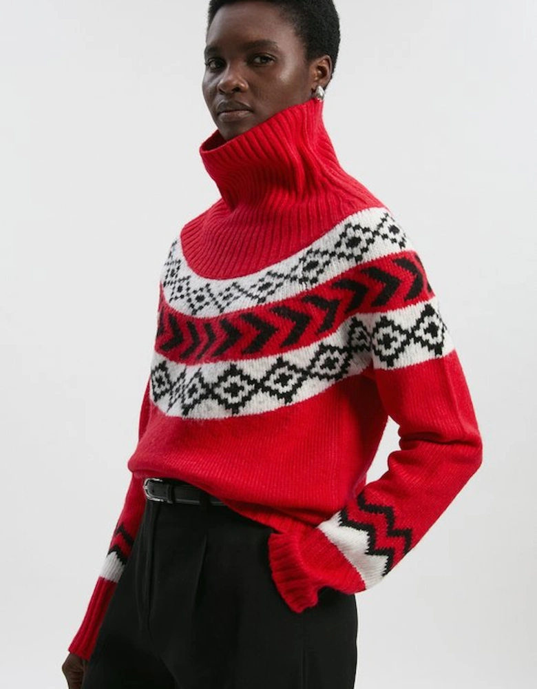 Fairisle Pattern Crew Neck Knit Jumper