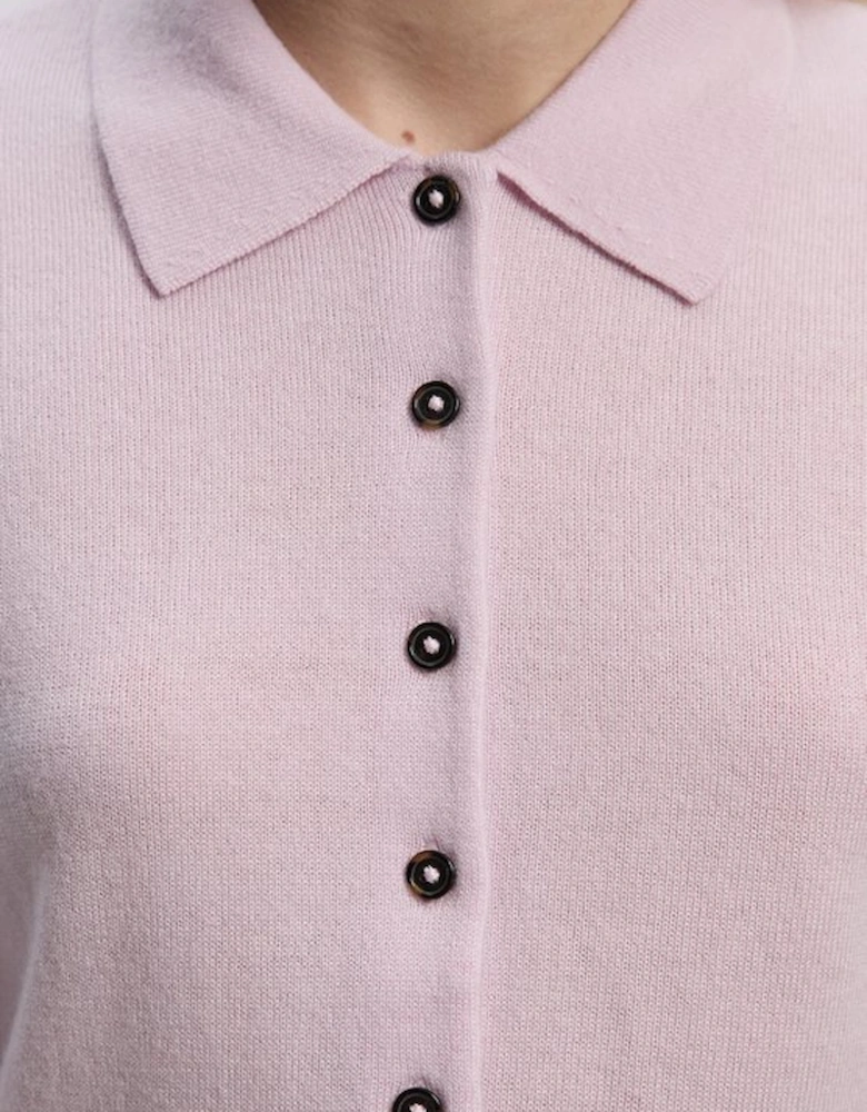 Cashmere Wool Blend Knit Collar Cardigan