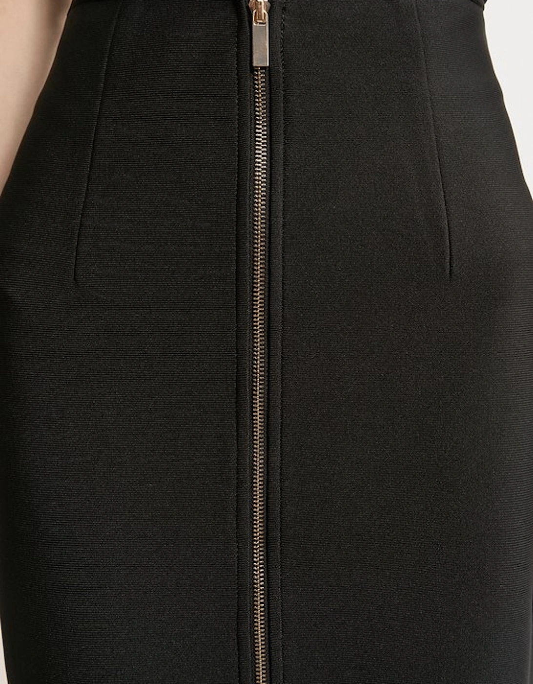 Petite Figure Form Bandage Knit High Waisted Zip Detail Maxi Skirt