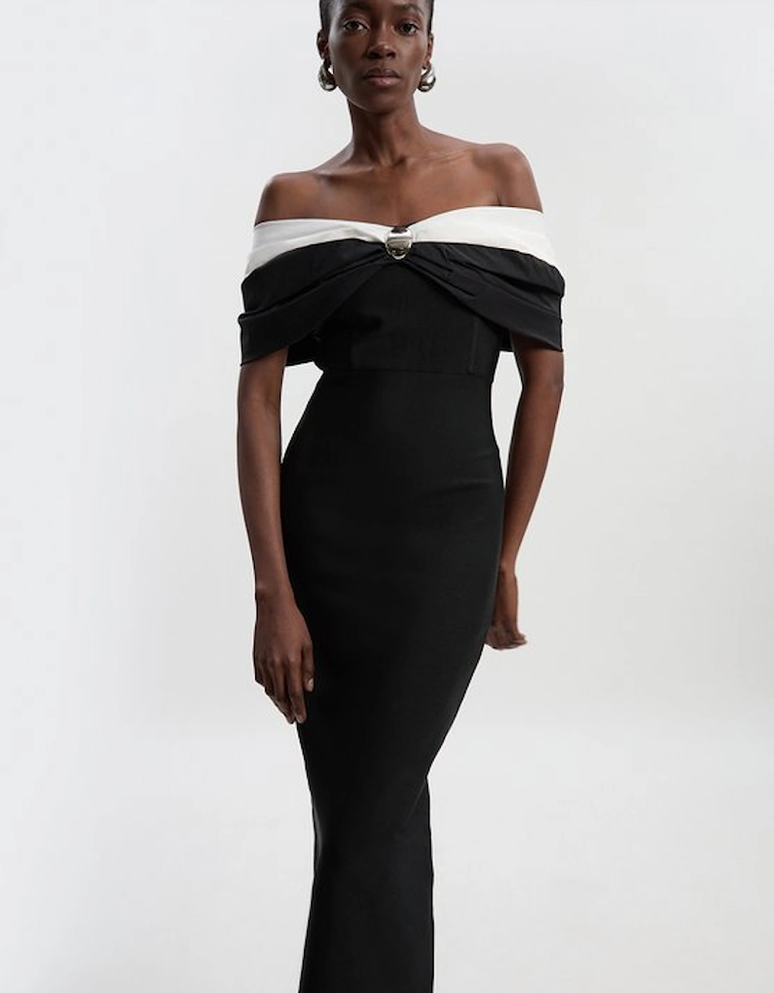 Petite Knitted Skater Dress With Pu Detailing