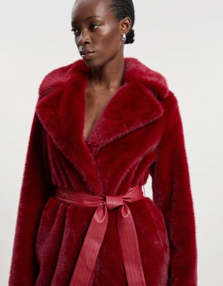Petite Faux Fur Longline Coat