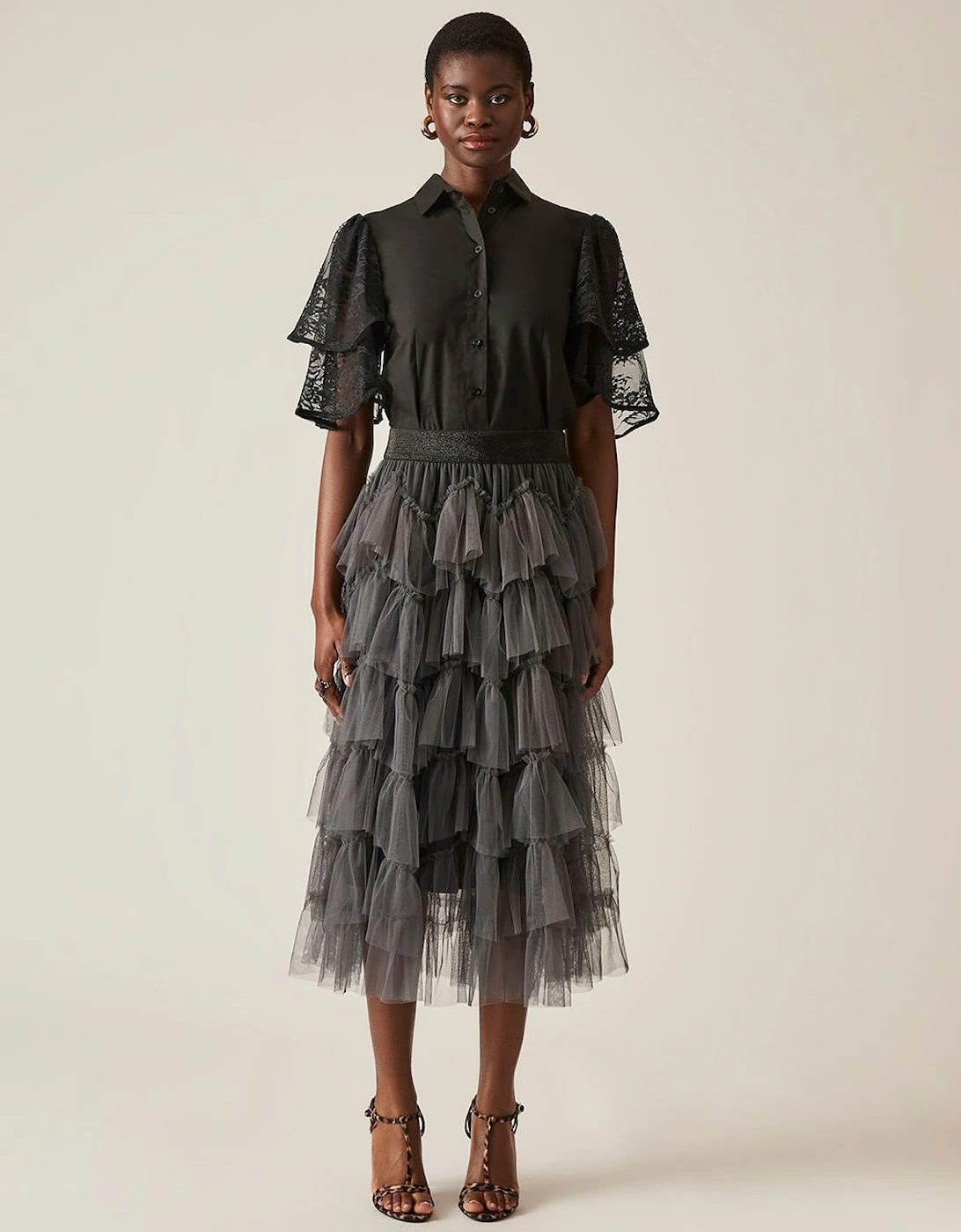 Organza Ruffle Grey Skirt, 2 of 1