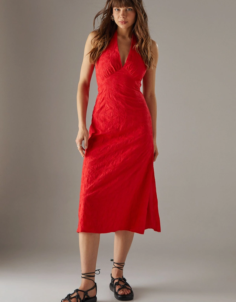 Floral Cotton Halter Midi Sundress