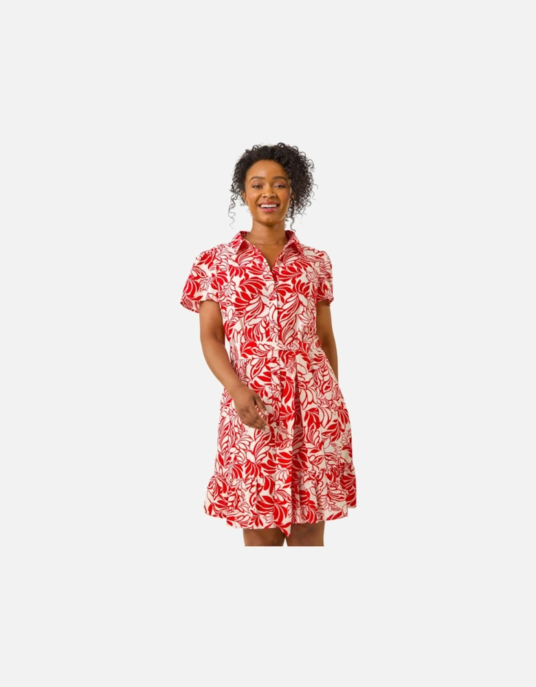 Petite Leaf Print Shirt Dress