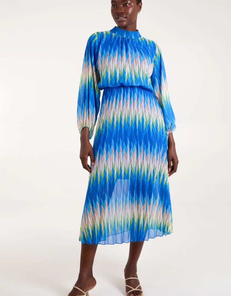 Chevron Print High Neck Dress