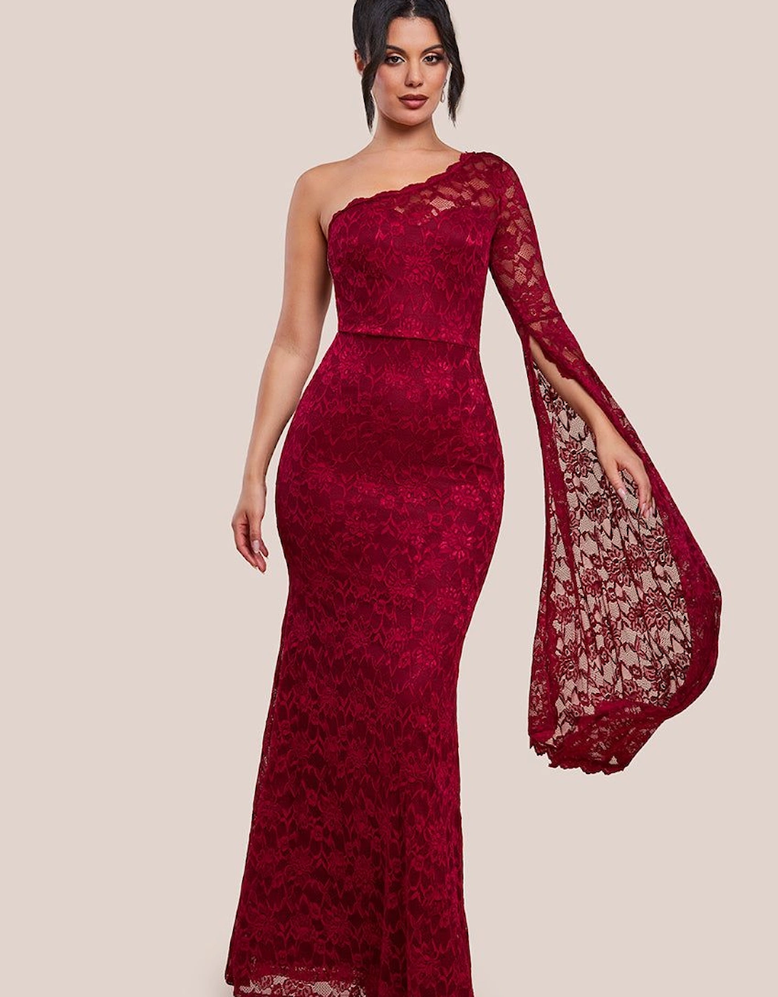 One Shoulder Scalloped Neck Maxi Dress, 2 of 1