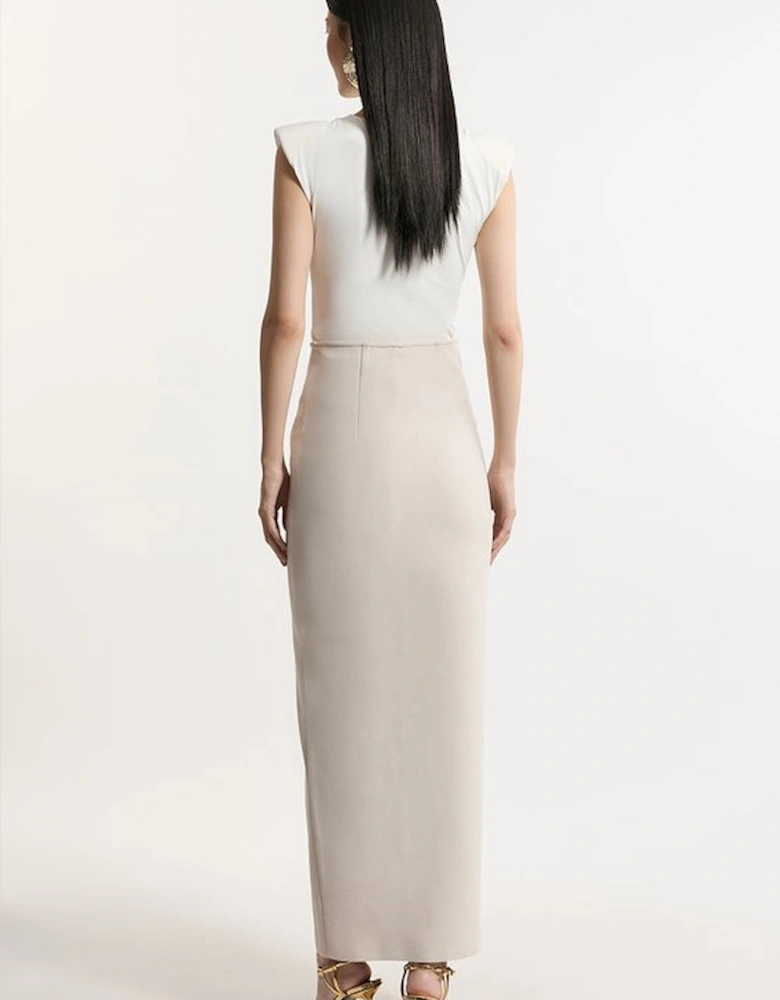 Tall Figure Form Bandage Knit High Waisted Zip Detail Maxi Skirt