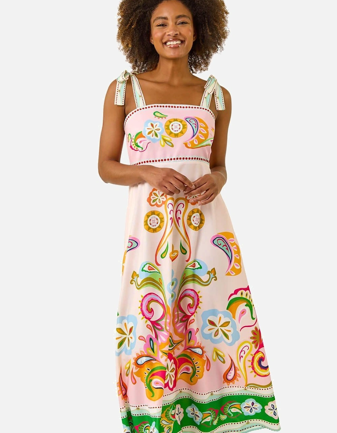 Abstract Print Strappy Midi Dress, 2 of 1