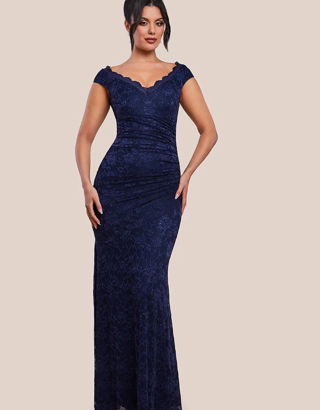 Off The Shoulder Scalloped Neck Maxi Dress, 2 of 1