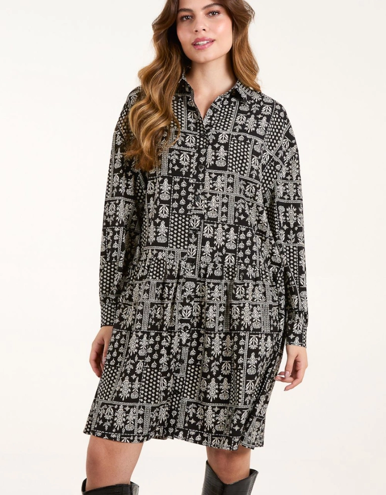 Printed Smock Shirt Dress