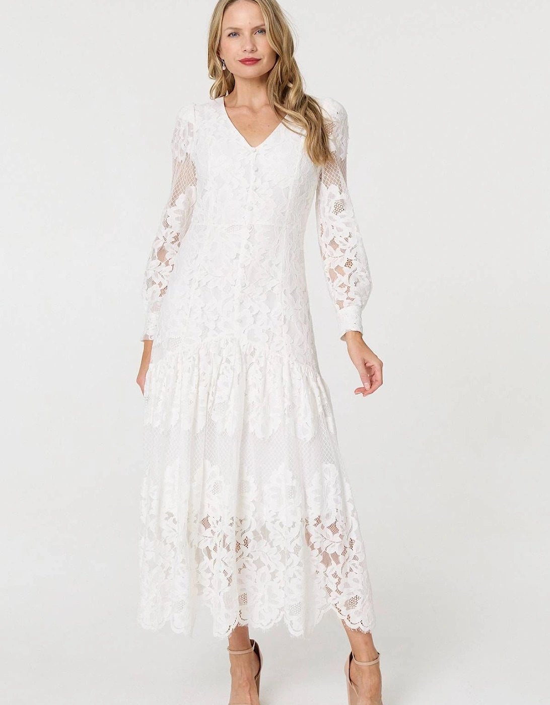 Floral Lace Layer Long Sleeve Maxi Dress, 2 of 1