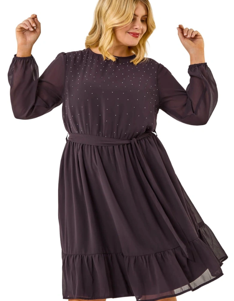 Curve Hotfix Tie Waist Midi Dress