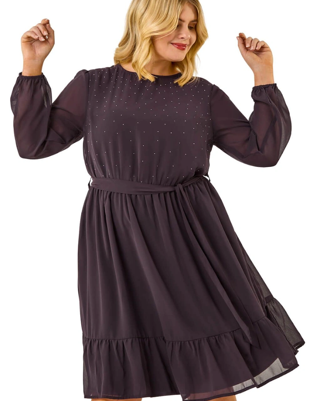 Curve Hotfix Tie Waist Midi Dress, 2 of 1