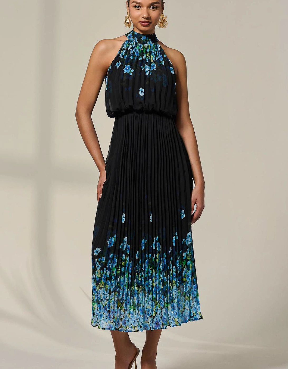 Pleated Halterneck Maxi Dress, 2 of 1
