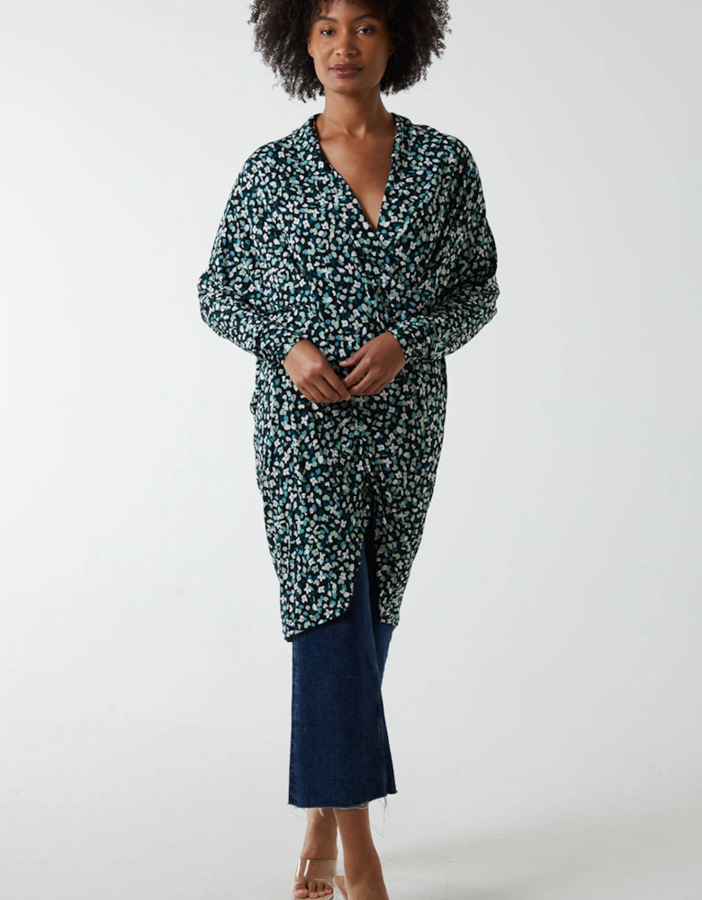 Green Draped Dip Hem Long Top