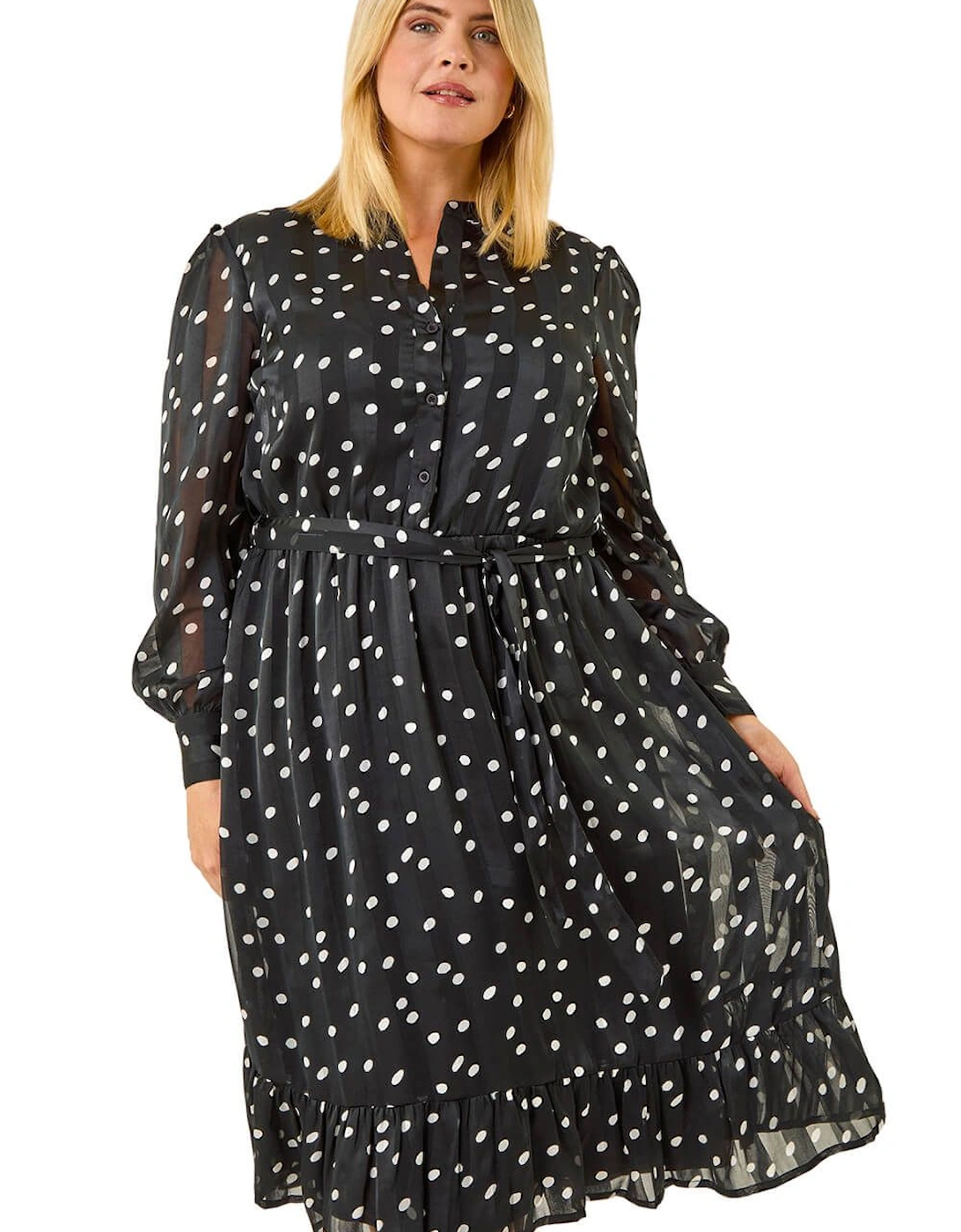 Curve Polka Dot Midi Dress, 2 of 1