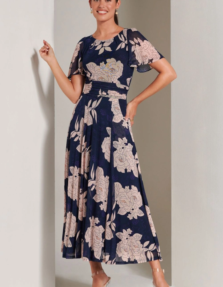 Paityn Angel Sleeve Mesh Maxi Dress