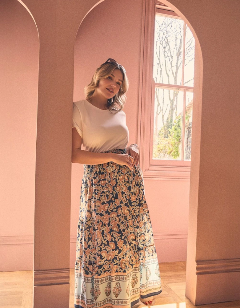Floral Print High Waist Maxi Skirt