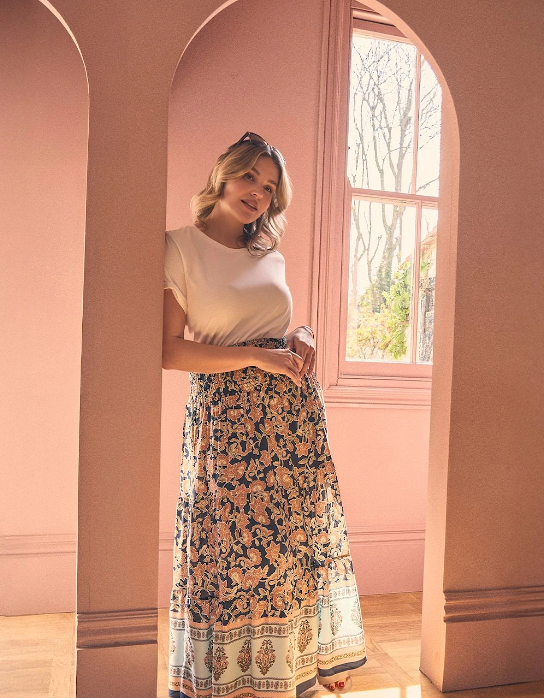 Floral Print High Waist Maxi Skirt, 2 of 1