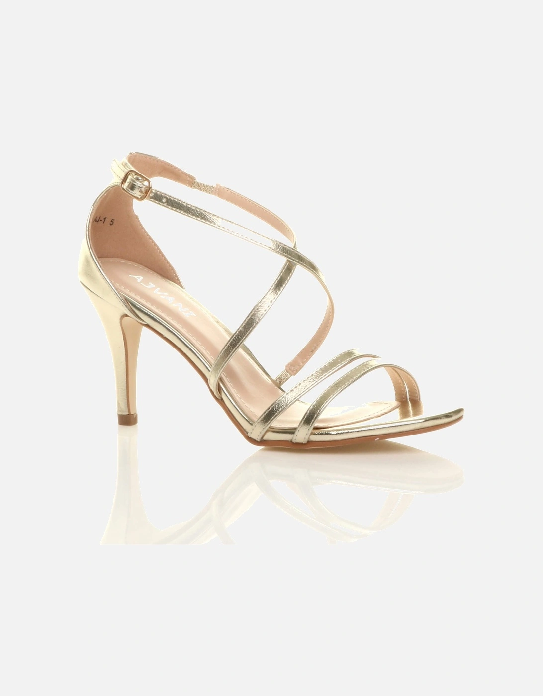 High  Heel Crossed Straps Buckle Faux Leather Heeled Sandals, 2 of 1