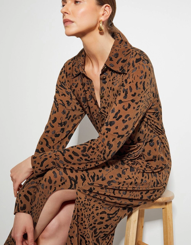 Aubrey Jersey Leopard Print Dress