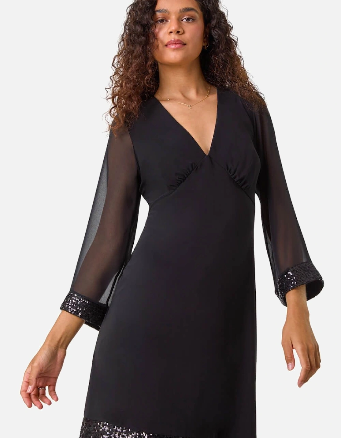 Contrast Sequin Cuff Dress, 2 of 1