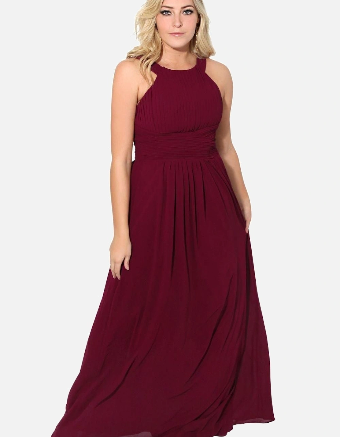 Pleated Front Chiffon Maxi Dress, 2 of 1